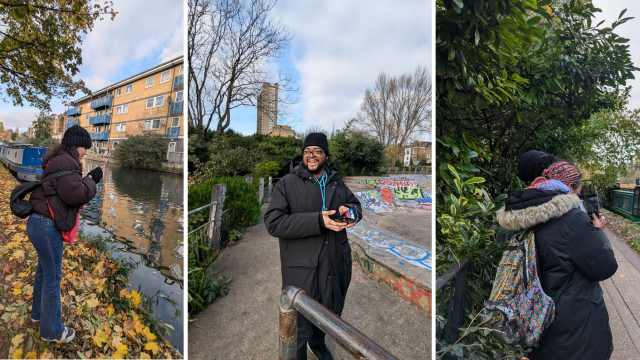 A collage of people taking photos